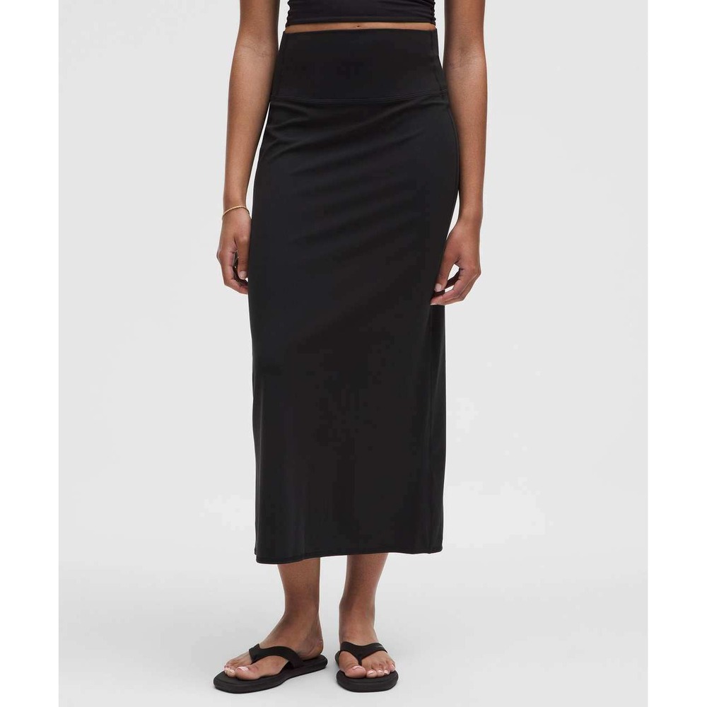 Lululemon Nulu Slim-Fit High-Rise Maxi Skirt Black LW8AOGS Size Large - Picture 2 of 9